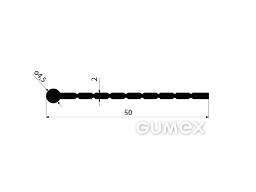 Gumový profil tvaru "I" s drážkami, 50x4,5/2mm, 70°ShA, EPDM, -40°C/+100°C, čierny